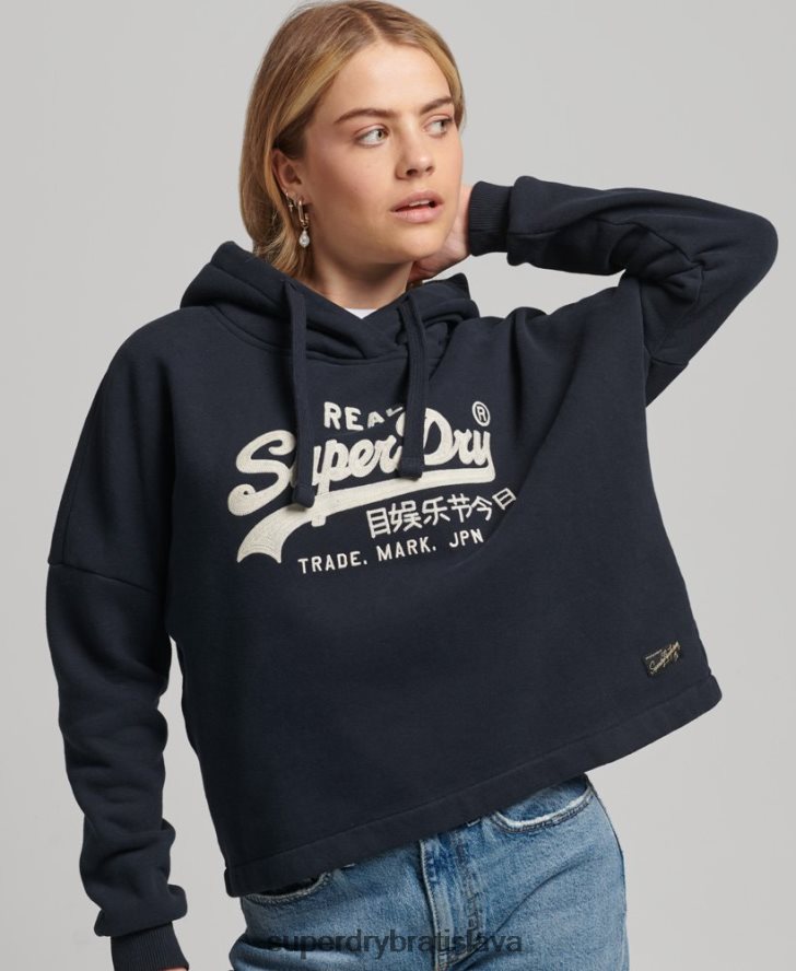 Superdry ženy Vintage box fit mikina s logom 6B4ZTR5864 oblečenie námorníctvo