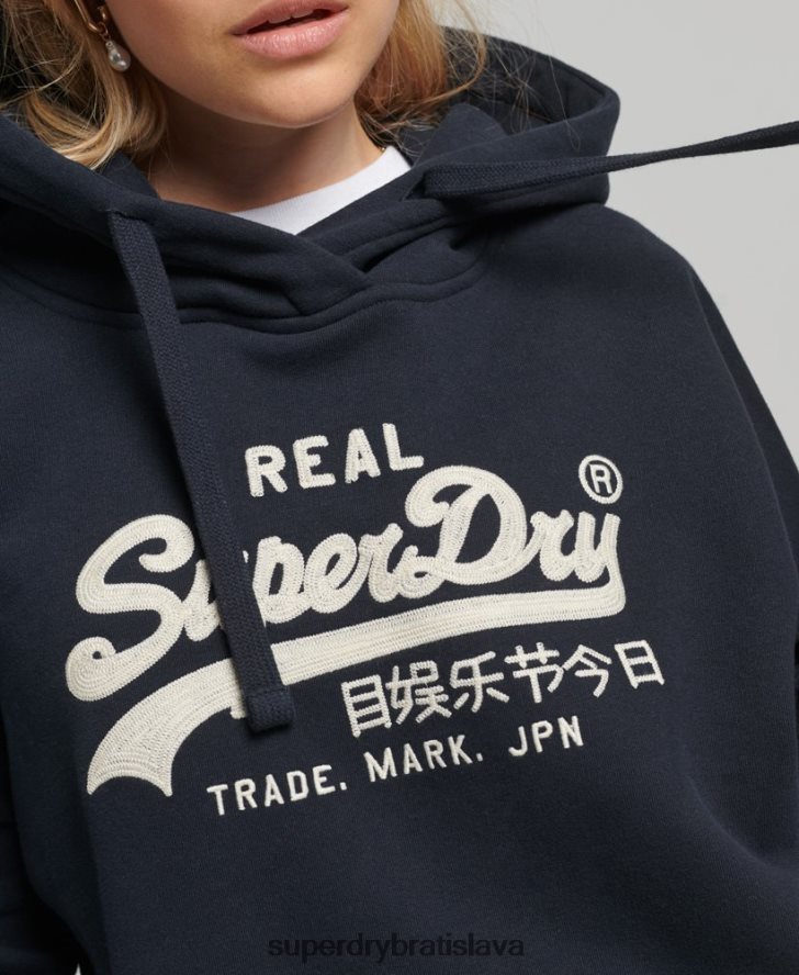 Superdry ženy Vintage box fit mikina s logom 6B4ZTR5864 oblečenie námorníctvo