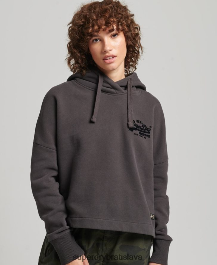 Superdry ženy Vintage box fit mikina s logom 6B4ZTR6067 oblečenie hnedá