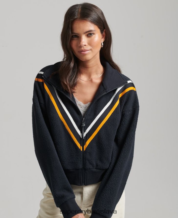 Superdry ženy Vintage chevron polar fleece top 6B4ZTR5927 oblečenie námorníctvo