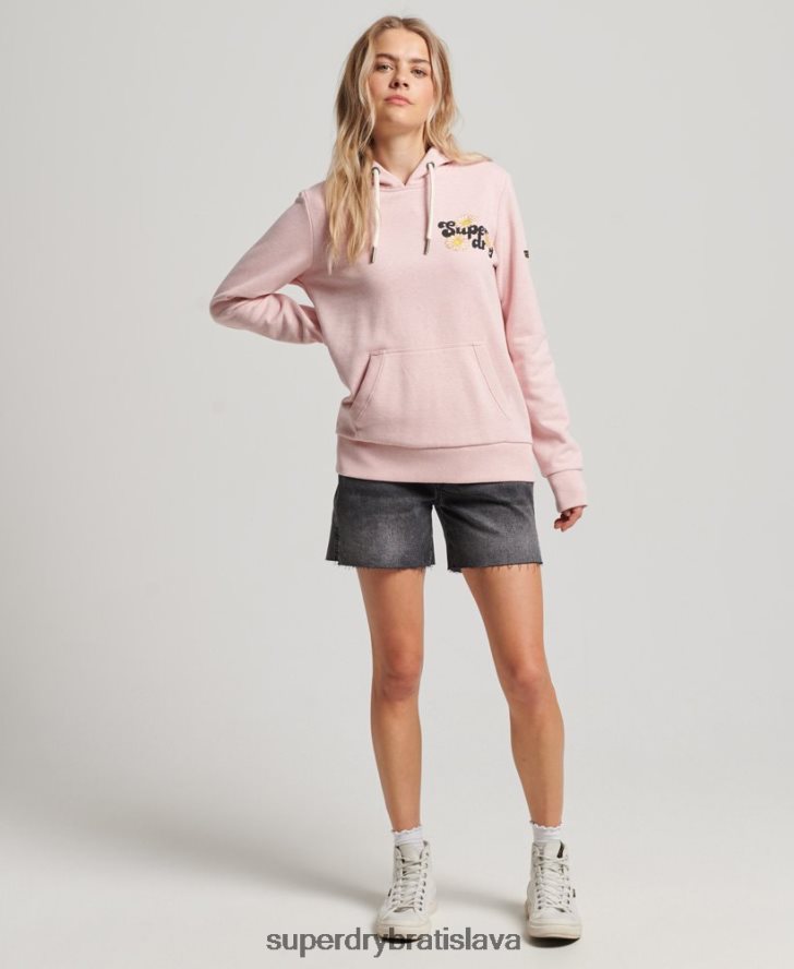 Superdry ženy Vintage kvetinová mikina s kapucňou 6B4ZTR3408 oblečenie Ružová