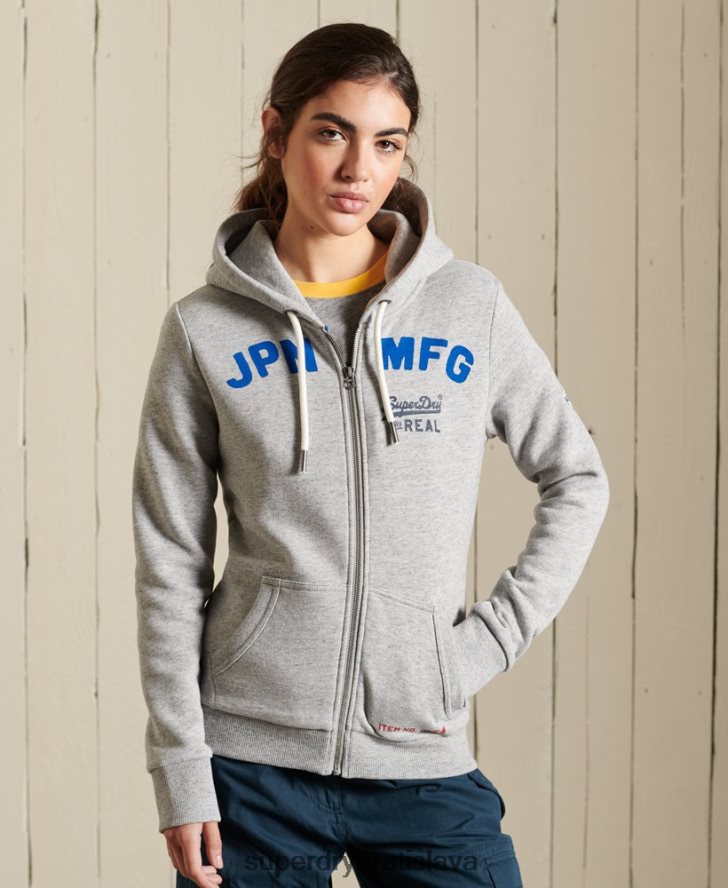 Superdry ženy Vintage logo americká klasika mikina na zips 6B4ZTR6104 oblečenie sivá