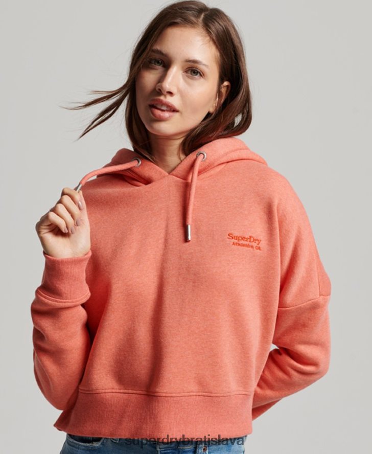 Superdry ženy Vintage logo crop mikina 6B4ZTR3366 oblečenie koralový