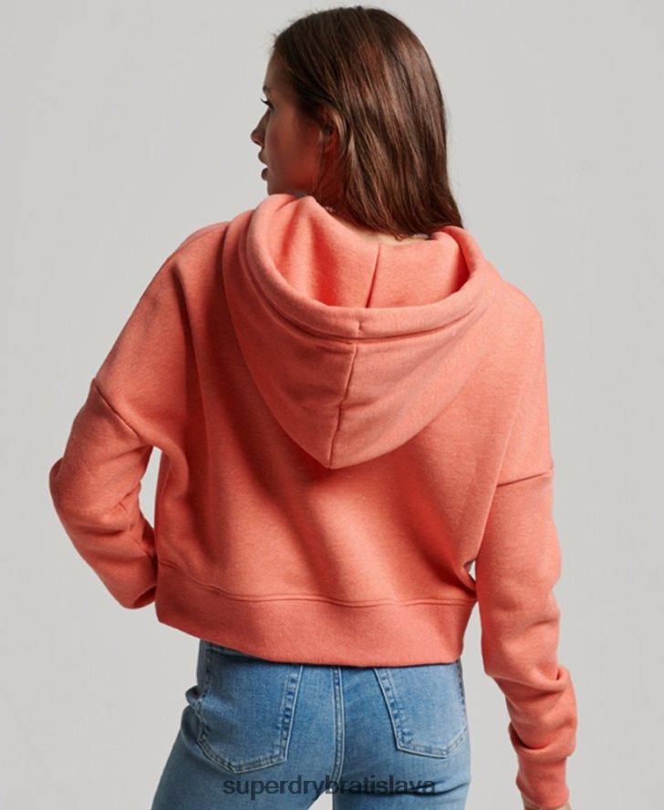 Superdry ženy Vintage logo crop mikina 6B4ZTR3366 oblečenie koralový
