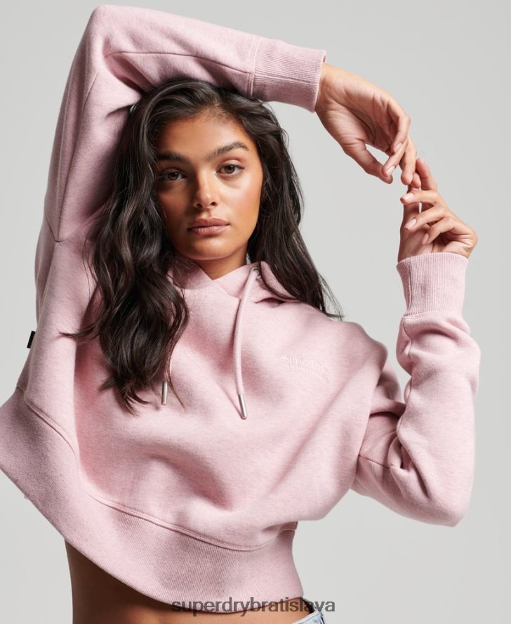 Superdry ženy Vintage logo crop mikina 6B4ZTR3430 oblečenie Ružová