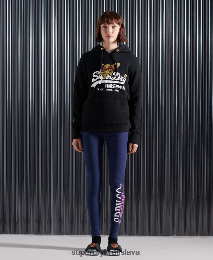 Superdry ženy Vintage logo nyc foto mikina s kapucňou 6B4ZTR3503 oblečenie čierna