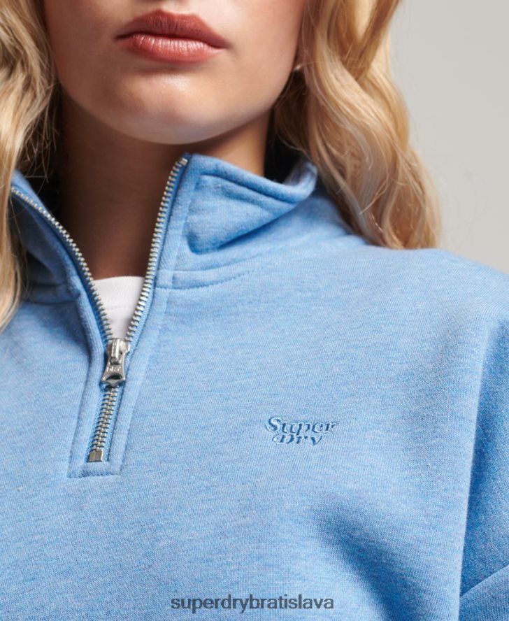 Superdry ženy Vintage logo vyšívané henley top 6B4ZTR3445 oblečenie Modrá