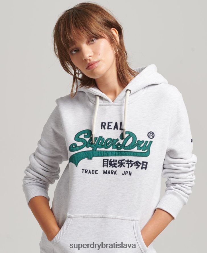 Superdry ženy Vintage mikina s logom 6B4ZTR6152 oblečenie svetlo šedá