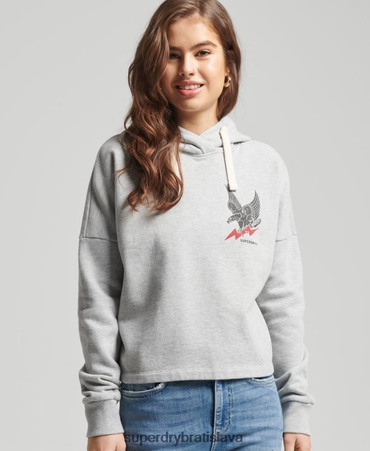 Superdry ženy Vintage surf ranchero mikina s kapucňou 6B4ZTR5890 oblečenie svetlo šedá
