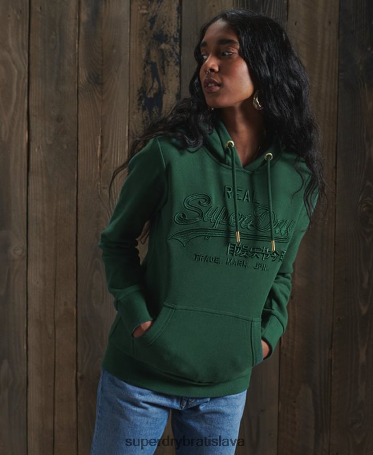 Superdry ženy Vintage vyšívaná mikina s tónovým logom 6B4ZTR6183 oblečenie zelená