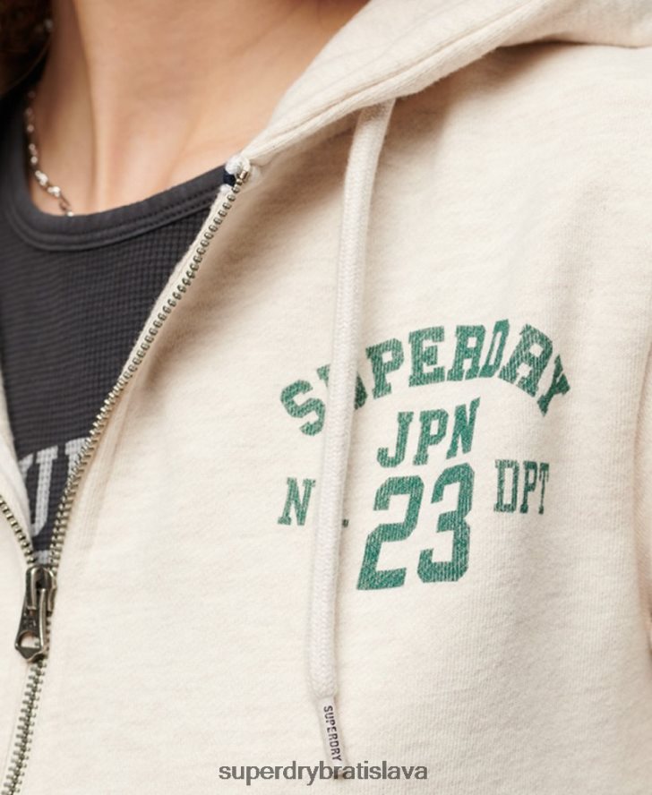 Superdry ženy atletická základná mikina na zips 6B4ZTR2027 oblečenie béžová