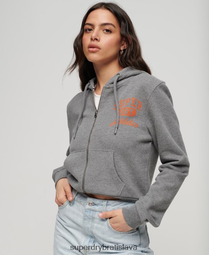 Superdry ženy atletická základná mikina na zips 6B4ZTR3275 oblečenie tmavošedý