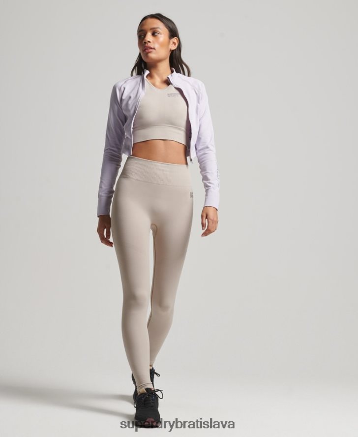 Superdry ženy bezšvový zips cez vrchnú vrstvu strednej vrstvy 6B4ZTR4170 oblečenie Fialová