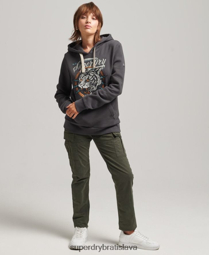 Superdry ženy boho grafická mikina s kapucňou 6B4ZTR6153 oblečenie sivá