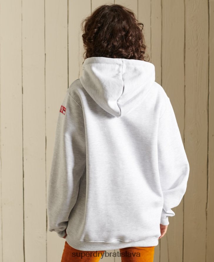 Superdry ženy boho grafika a mikina s kapucňou 6B4ZTR5956 oblečenie svetlo šedá