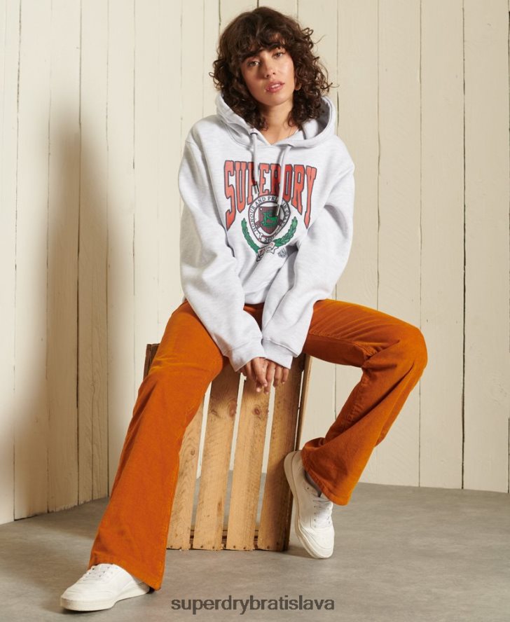 Superdry ženy boho grafika a mikina s kapucňou 6B4ZTR5956 oblečenie svetlo šedá