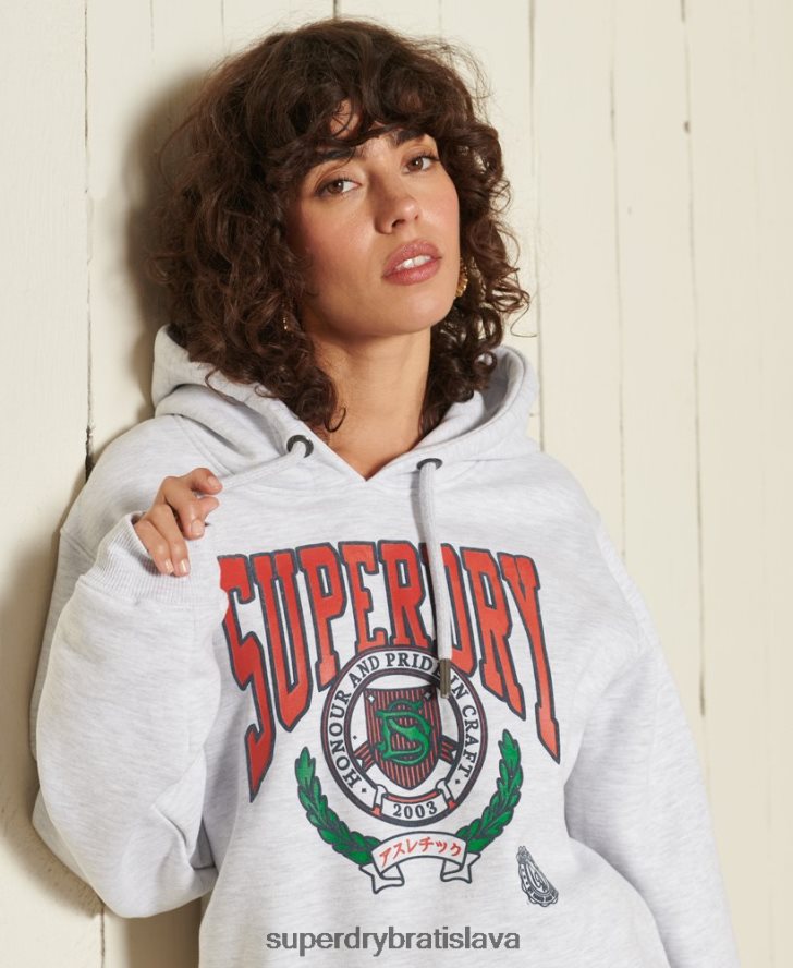 Superdry ženy boho grafika a mikina s kapucňou 6B4ZTR5956 oblečenie svetlo šedá