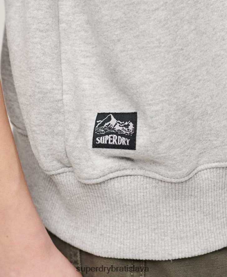 Superdry ženy cestovný suvenír s grafikou crew mikina 6B4ZTR3277 oblečenie svetlo šedá