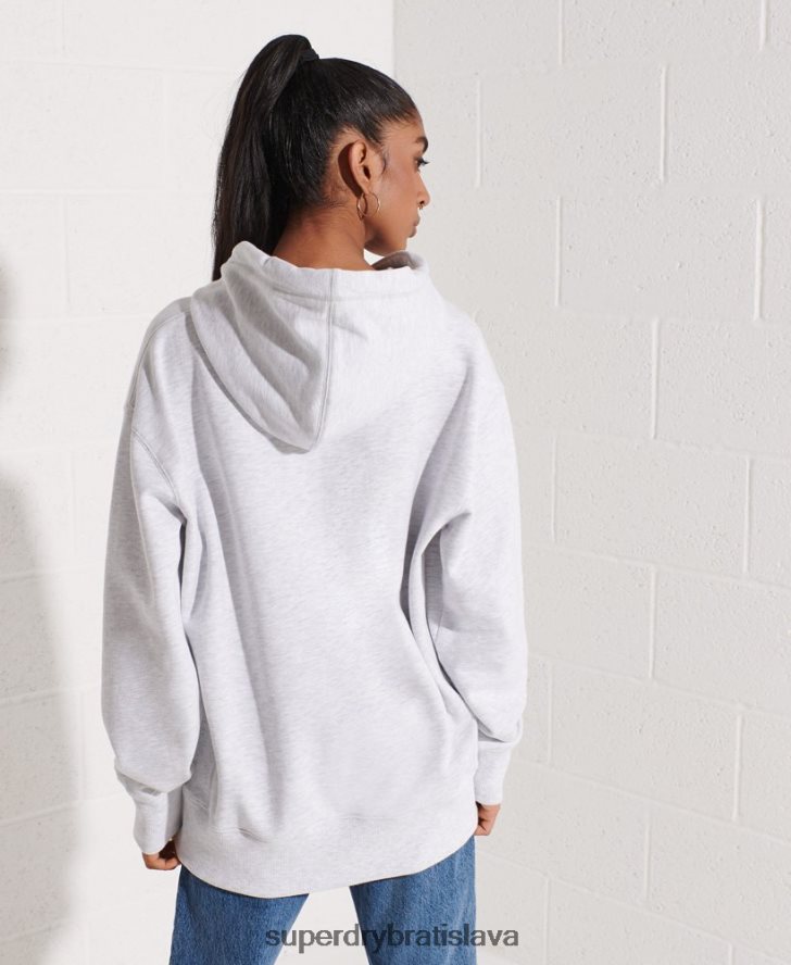 Superdry ženy code logo šenilová oversized mikina s kapucňou 6B4ZTR6174 oblečenie svetlo šedá