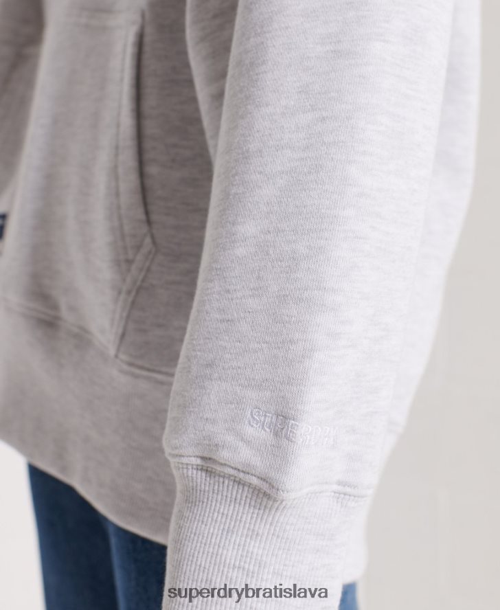 Superdry ženy code logo šenilová oversized mikina s kapucňou 6B4ZTR6174 oblečenie svetlo šedá