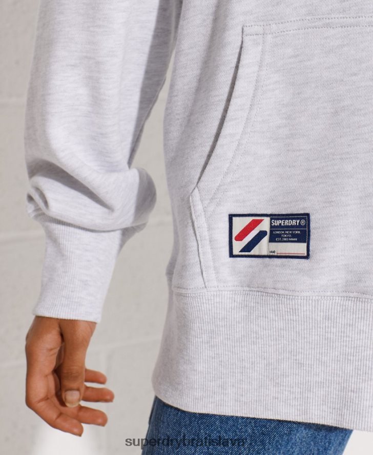 Superdry ženy code logo šenilová oversized mikina s kapucňou 6B4ZTR6174 oblečenie svetlo šedá
