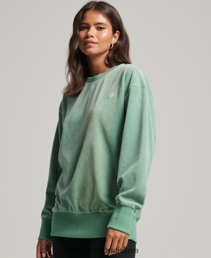 Superdry ženy code s logo velúr nadrozmerná posádka 6B4ZTR5776 oblečenie zelená