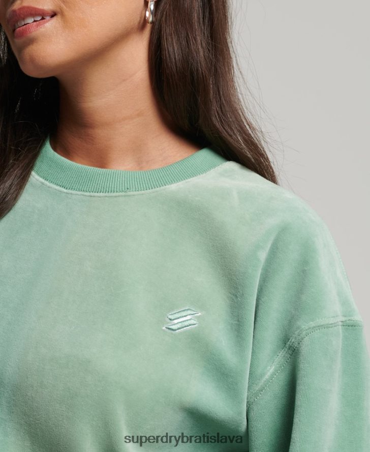 Superdry ženy code s logo velúr nadrozmerná posádka 6B4ZTR5776 oblečenie zelená
