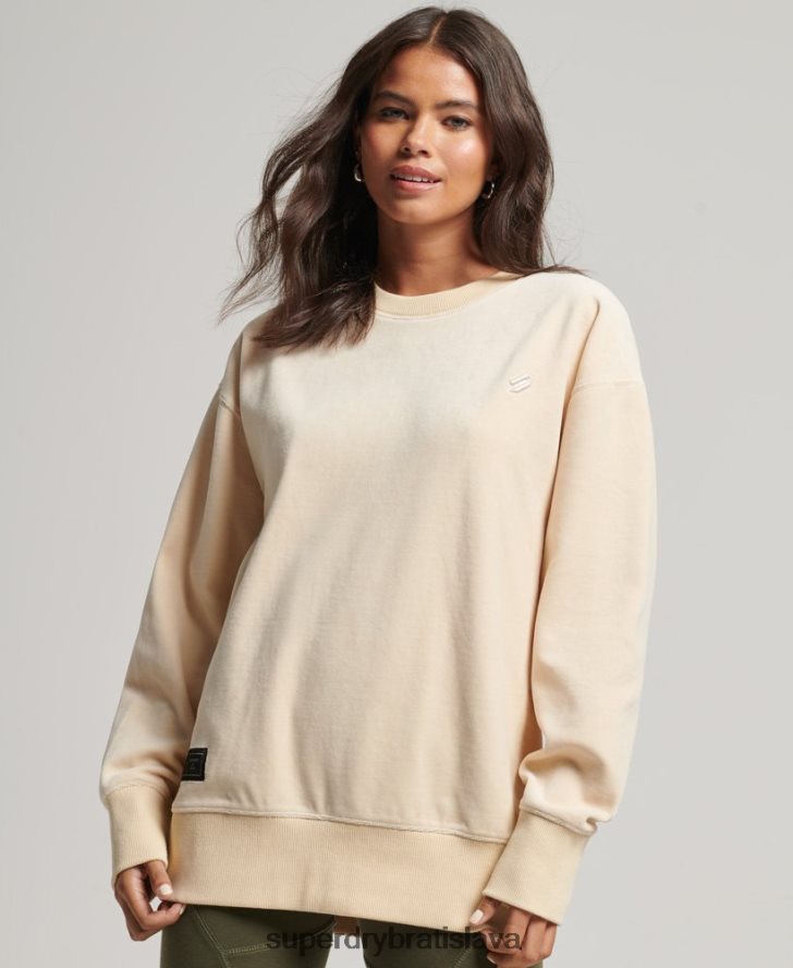 Superdry ženy code s logo velúr nadrozmerná posádka 6B4ZTR5805 oblečenie krém