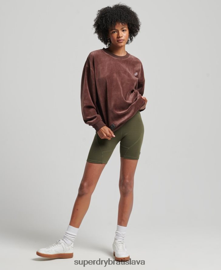 Superdry ženy code s logo velúr nadrozmerná posádka 6B4ZTR5856 oblečenie hnedá