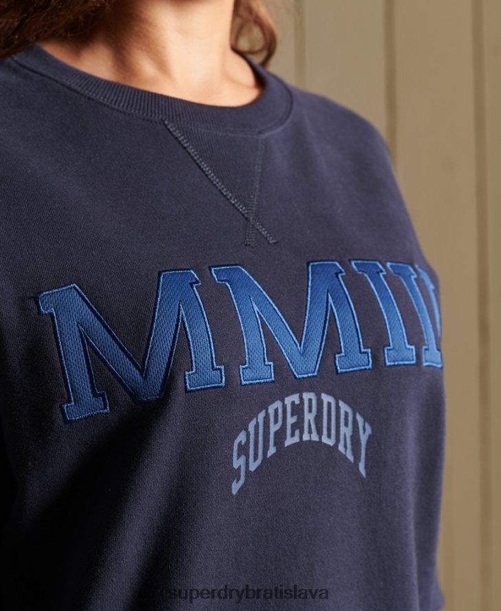 Superdry ženy college arch oversized crew mikina 6B4ZTR5960 oblečenie námorníctvo