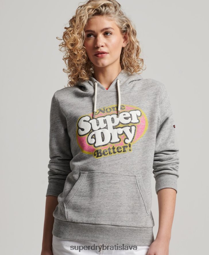 Superdry ženy cooper klasická mikina s kapucňou 6B4ZTR2224 oblečenie sivá