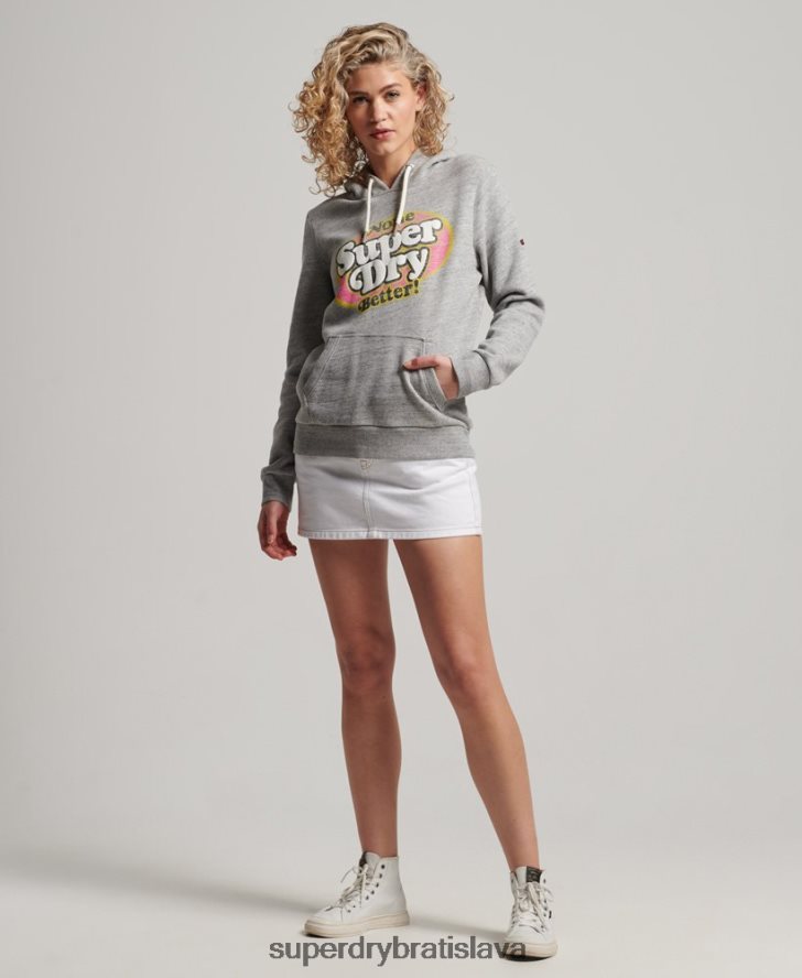 Superdry ženy cooper klasická mikina s kapucňou 6B4ZTR2224 oblečenie sivá