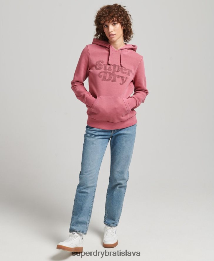 Superdry ženy cooper klasická mikina s kapucňou 6B4ZTR5759 oblečenie červená