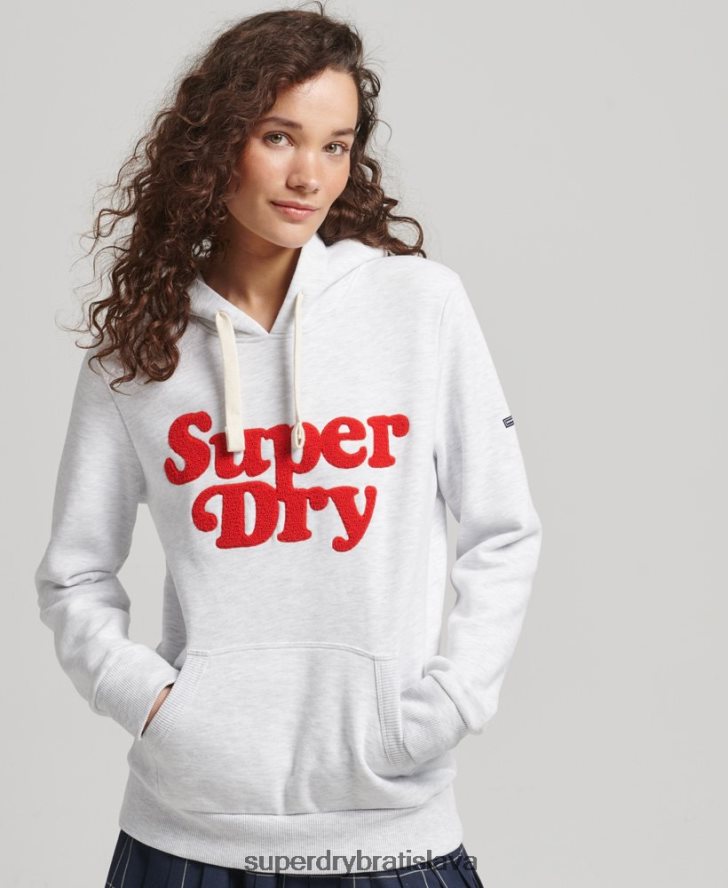 Superdry ženy cooper klasická mikina s kapucňou 6B4ZTR5765 oblečenie svetlo šedá