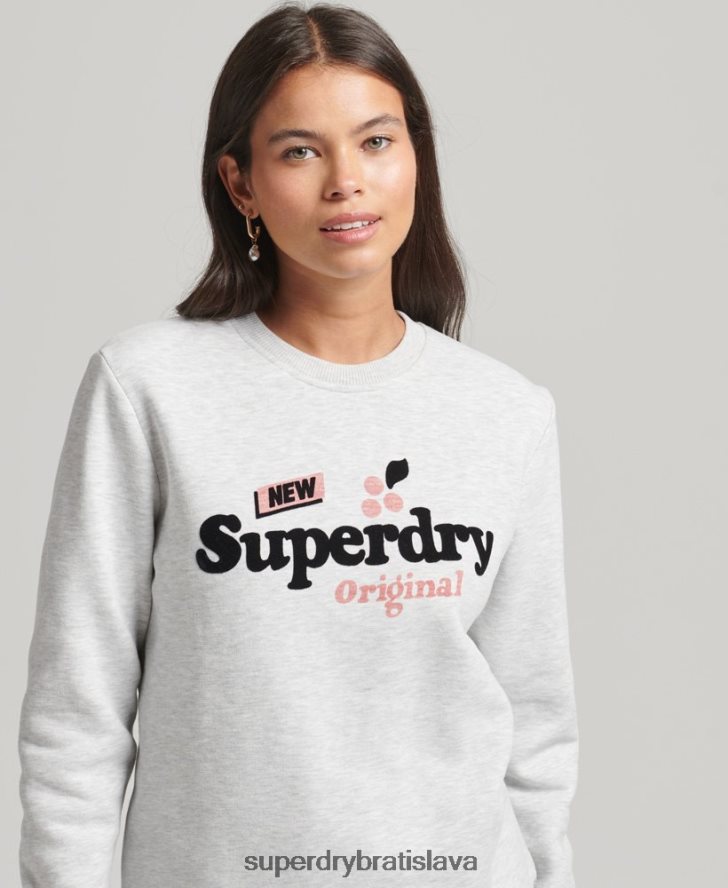Superdry ženy cooper nostalgia crew mikina 6B4ZTR6002 oblečenie svetlo šedá