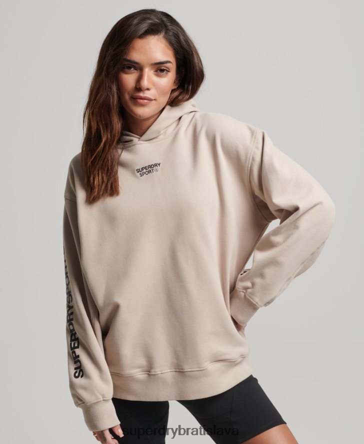Superdry ženy core oversized mikina s kapucňou 6B4ZTR3381 oblečenie béžová
