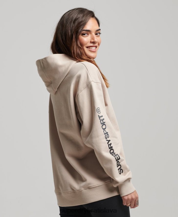 Superdry ženy core oversized mikina s kapucňou 6B4ZTR3381 oblečenie béžová