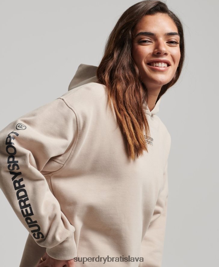 Superdry ženy core oversized mikina s kapucňou 6B4ZTR3381 oblečenie béžová