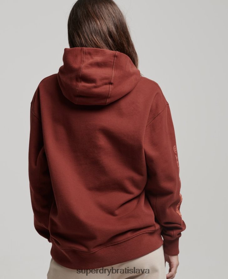 Superdry ženy core oversized mikina s kapucňou 6B4ZTR3392 oblečenie hnedá