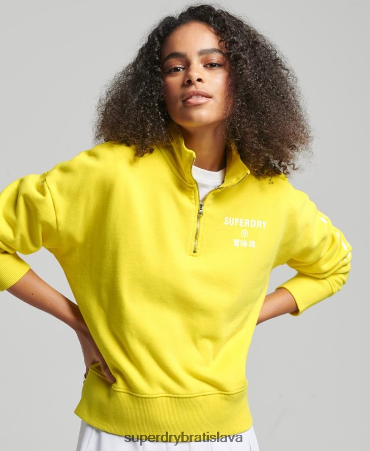 Superdry ženy core sport mikina na polovičný zips 6B4ZTR6009 oblečenie žltá