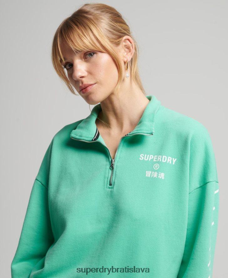 Superdry ženy core sport mikina na polovičný zips 6B4ZTR6082 oblečenie zelená