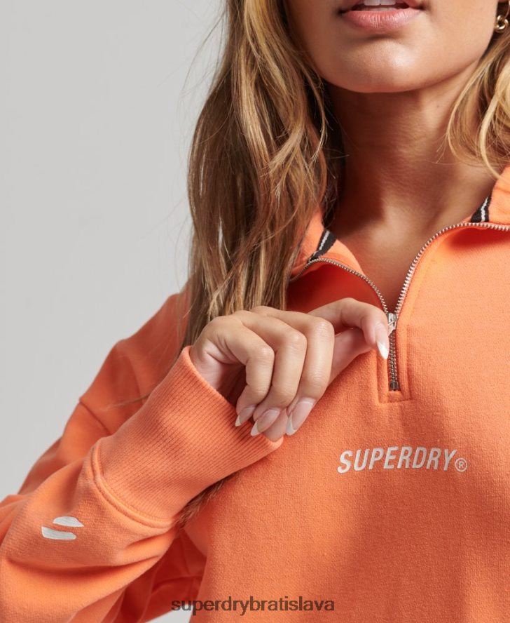 Superdry ženy core sport top s polovičným zipsom 6B4ZTR6101 oblečenie Ružová