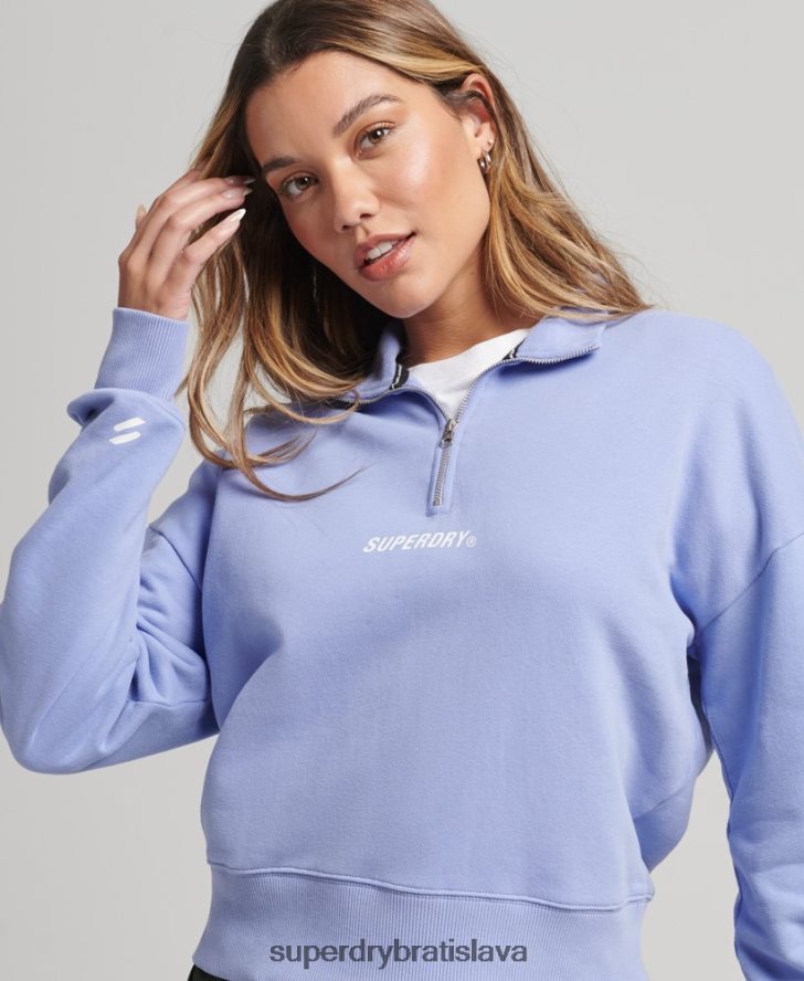 Superdry ženy core sport top s polovičným zipsom 6B4ZTR6111 oblečenie Fialová