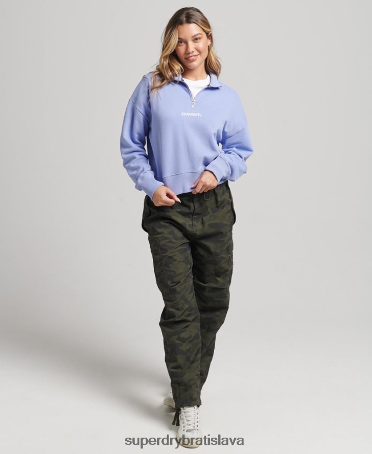 Superdry ženy core sport top s polovičným zipsom 6B4ZTR6111 oblečenie Fialová