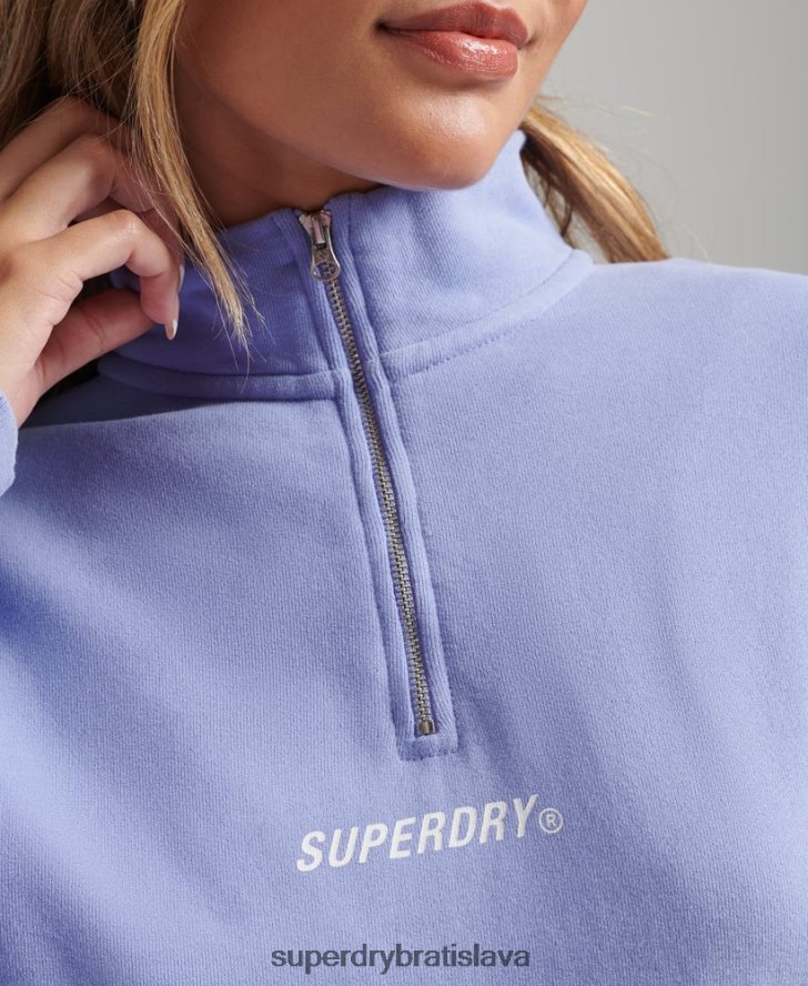 Superdry ženy core sport top s polovičným zipsom 6B4ZTR6111 oblečenie Fialová