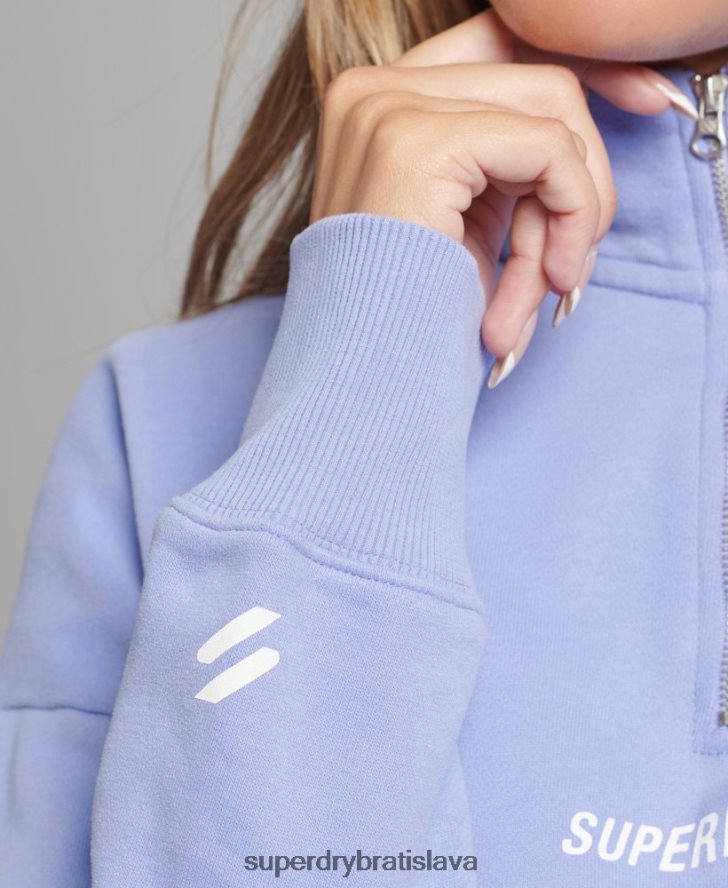 Superdry ženy core sport top s polovičným zipsom 6B4ZTR6111 oblečenie Fialová