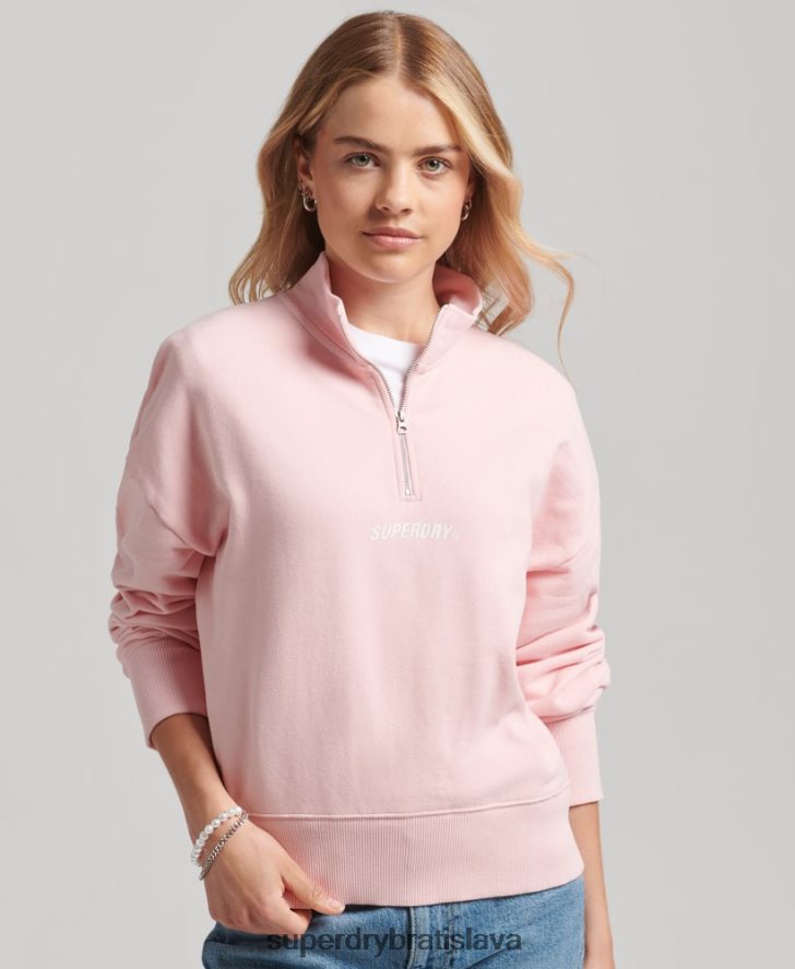 Superdry ženy core sport top s polovičným zipsom 6B4ZTR6132 oblečenie Ružová