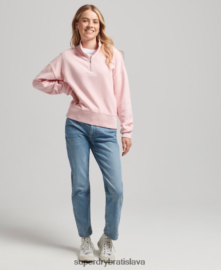 Superdry ženy core sport top s polovičným zipsom 6B4ZTR6132 oblečenie Ružová
