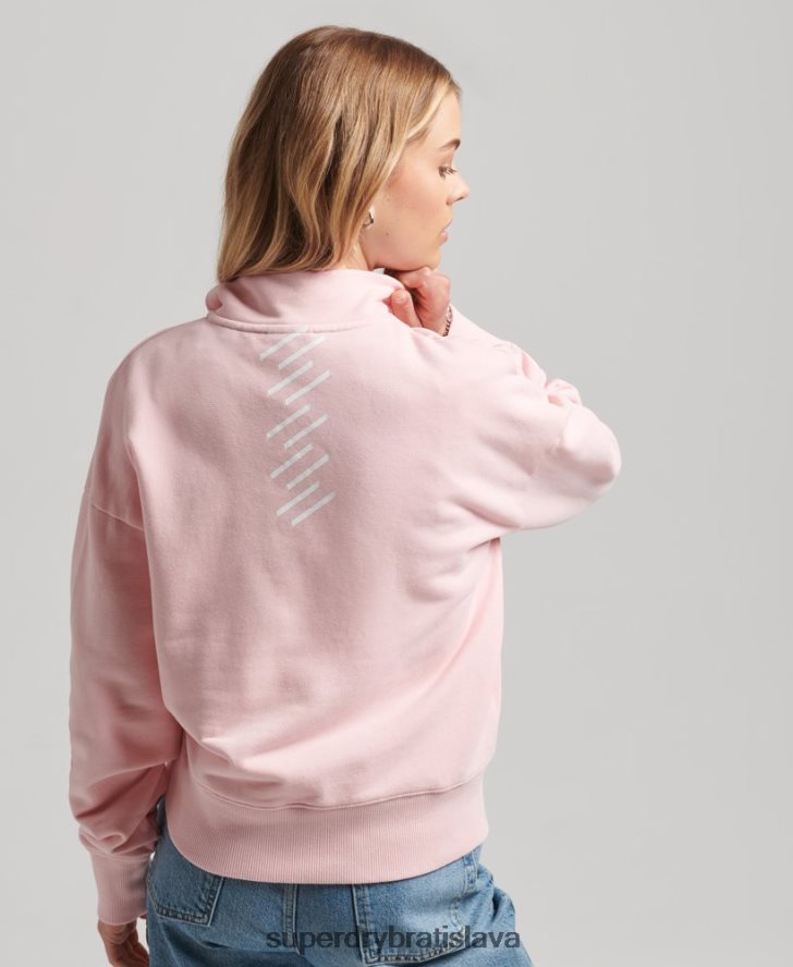 Superdry ženy core sport top s polovičným zipsom 6B4ZTR6132 oblečenie Ružová