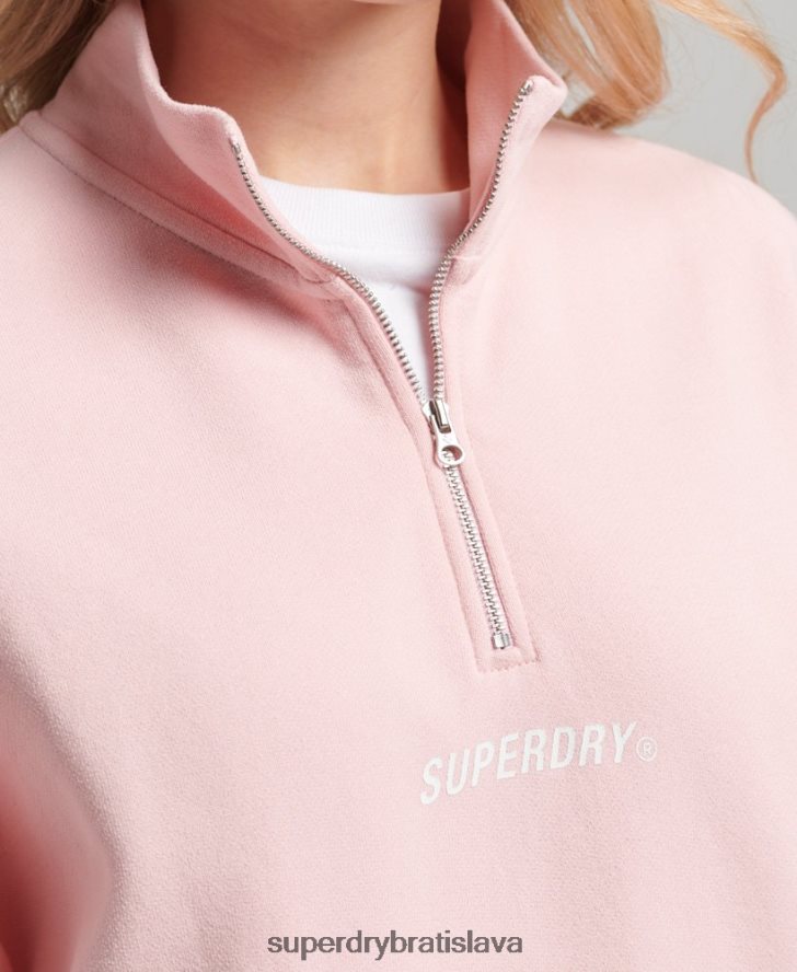 Superdry ženy core sport top s polovičným zipsom 6B4ZTR6132 oblečenie Ružová